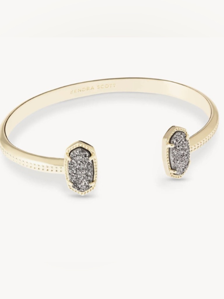 Kendra Scott Gold Open Cuff Bracelet Platinum Iridescent Drusy Dust-Bag